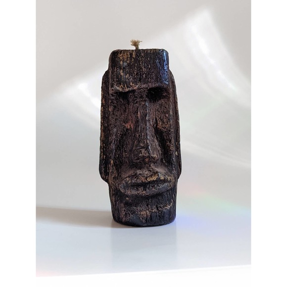 Vintage Tiki Candle, Easter Island Stone Head, Moai Statue Candle, 60's 70's - Picture 5 of 10